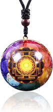 7 Chakra Gemstone Reiki Energy Crystals Chakra Orgonite Pendant Necklace for Goo