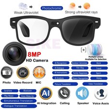 Smart Glasses Photo Video Recording AI Translation 8MP Camera and Bluetooth-Com