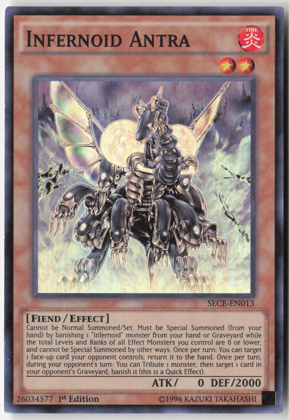 Infernoid Antra SECE-EN013 YuGiOh Secrets of Eternity trading card — raw and PSA graded price guide