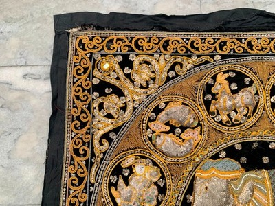 タペストリー India Vintage Tapestry Indian hand Embroidered Wall Decor Tapestry 3x3
