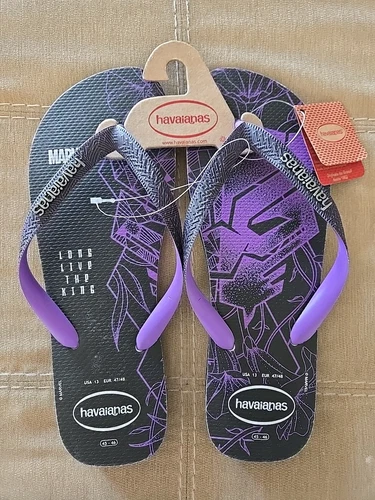 PUMA Infradito uomo Havaianas Marvel Black Panther taglia 13 LONG LIVE THE KING NUOVO
