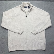 Chaps Mens Large 1/4 Zip Speckled Knit Cotton Sweater 0200014477 CRM TWT