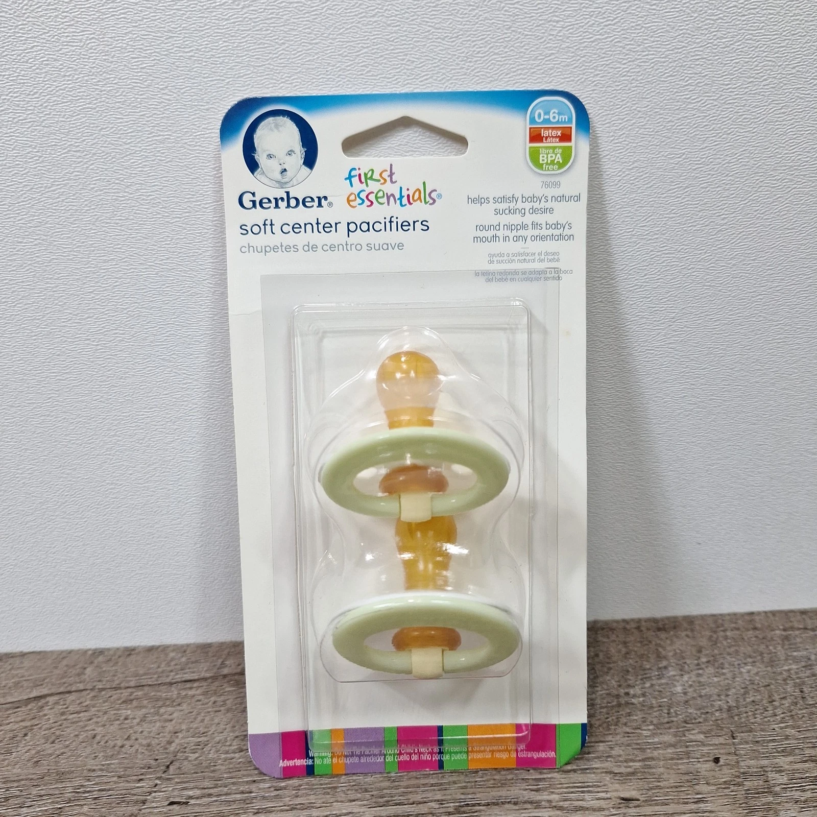 Gerber First Essentials 2-pk Soft Center Latex Pacifiers Green 0-6
Opens in a new window or tab