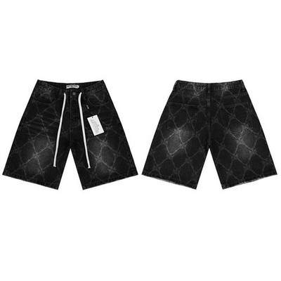 Vale Forever Checkered Washed Vintage Casual Denim Shorts