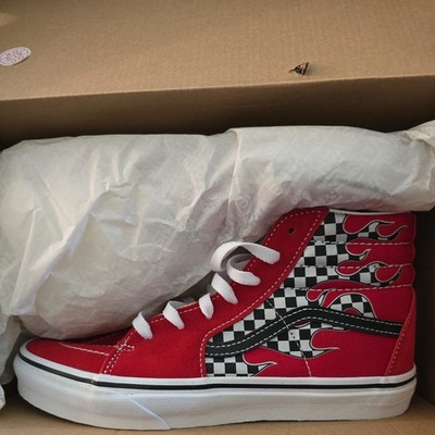 Vans Sk 8 -Hi Padded Collar Canvas Sneaker Checker Flame Unisex  NEW IN BOX!