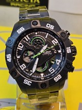 Invicta S1 Rally Mens Watch 48mm Black w/ Black Green Chronograph Dial NEW