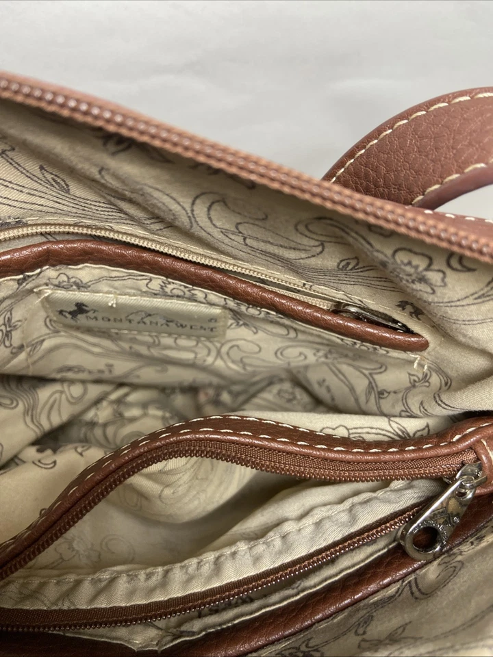 Montana West Conceal Carry Shoulder Bag Brown Pleather Rhinestone Bling - Image 2 of 4