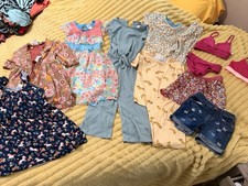 Girls 13 Pc Clothes Lot Clothes Summer Dress Shorts Swim Pajamas Size 7/8