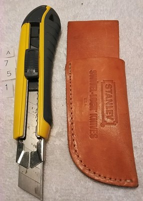 2pc STANLEY 10-480 SNAP-OFF KNIFE WITH LEATHER HOLDER