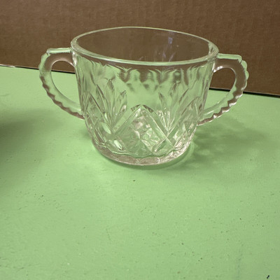 Vintage Precut Sugar Bowl Clear Pineapple Cut Glass, No Lid