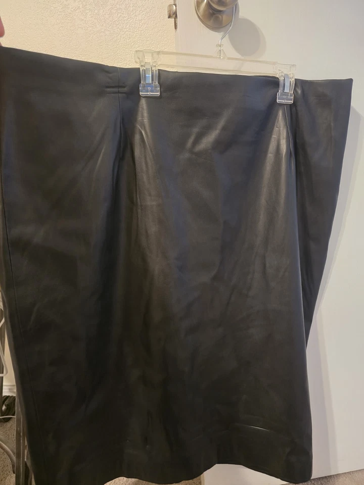 Catherine Malandrino Woman Faux Leather Black Pencil Skirt Plus Size 18W - Image 2 of 3