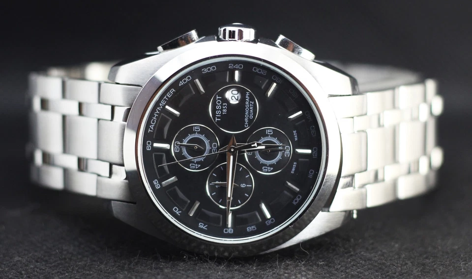 Hermoso Reloj Tissot 1853 Cronógrafo En Esfera Negra Movimiento Cuarzo Con Fecha. Foto 4 de 4