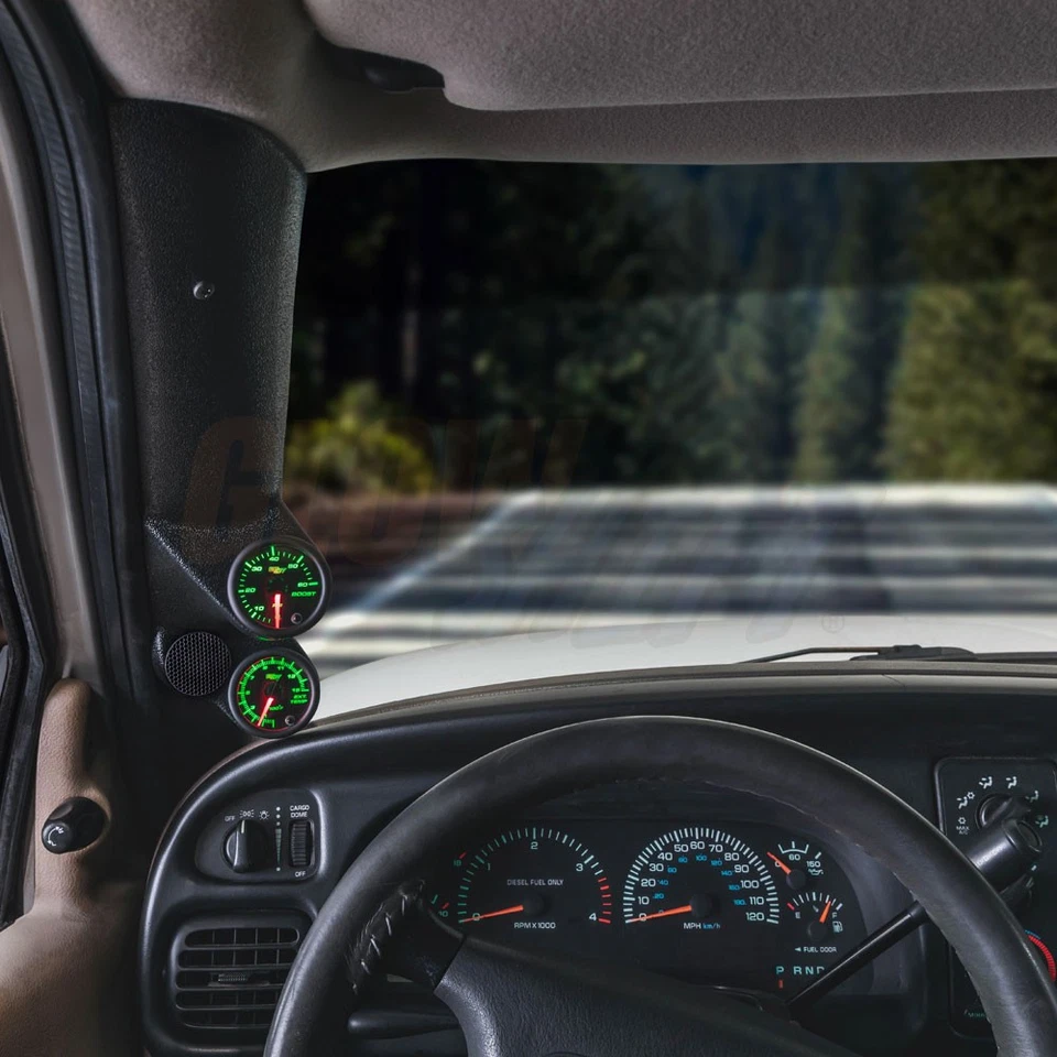 Cápsula de doble pilar GlowShift con medidores B7 Boost Pyro EGT para 98-02 Dodge Ram Cummins Foto 2 de 4