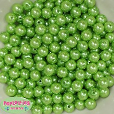 10mm Lime Pearl Finish Acrylic Bubblegum Beads Lot 50 pc.chunky gumball