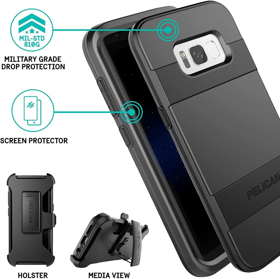 Funda Galaxy S8+ Plus Negra - Pelican Voyager Protector de Pantalla/Funda Soporte Foto 2 de 4