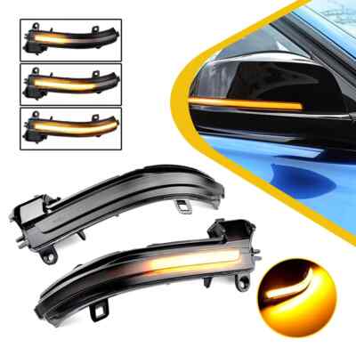 2x Dynamic Smoked LED Side Mirror Turn Signal Lights For BMW F30 F31 F35 F80 3er