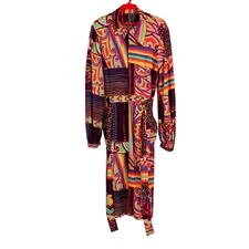 Vintage 60s 70s Handmade Psychedelic Midi Dress Bust 34"
