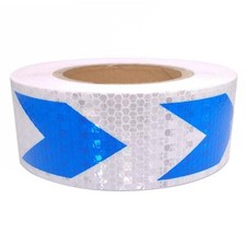 Car Truck Reflective Self-adhesive Safety Warning Tape Sticker Blue White 25m