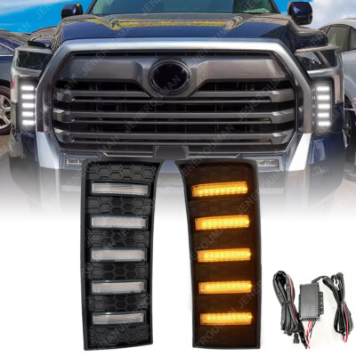 Pair Daytime Running Lights For 22-25 Toyota Tundra LED Fog Lamp Turn Signal DRL