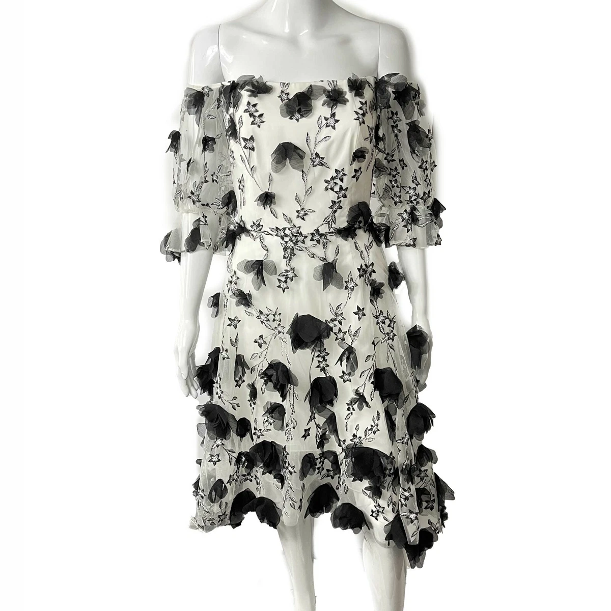 Marchesa black sale and white dress