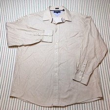 043 Tommy Hilfiger Stripe Button Shirt | Men 17 34-35 (XL) | Regular TAN White