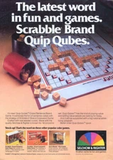 Latest word in fun & games Scrabble Quip Cubes Selchow & Righter ad1981