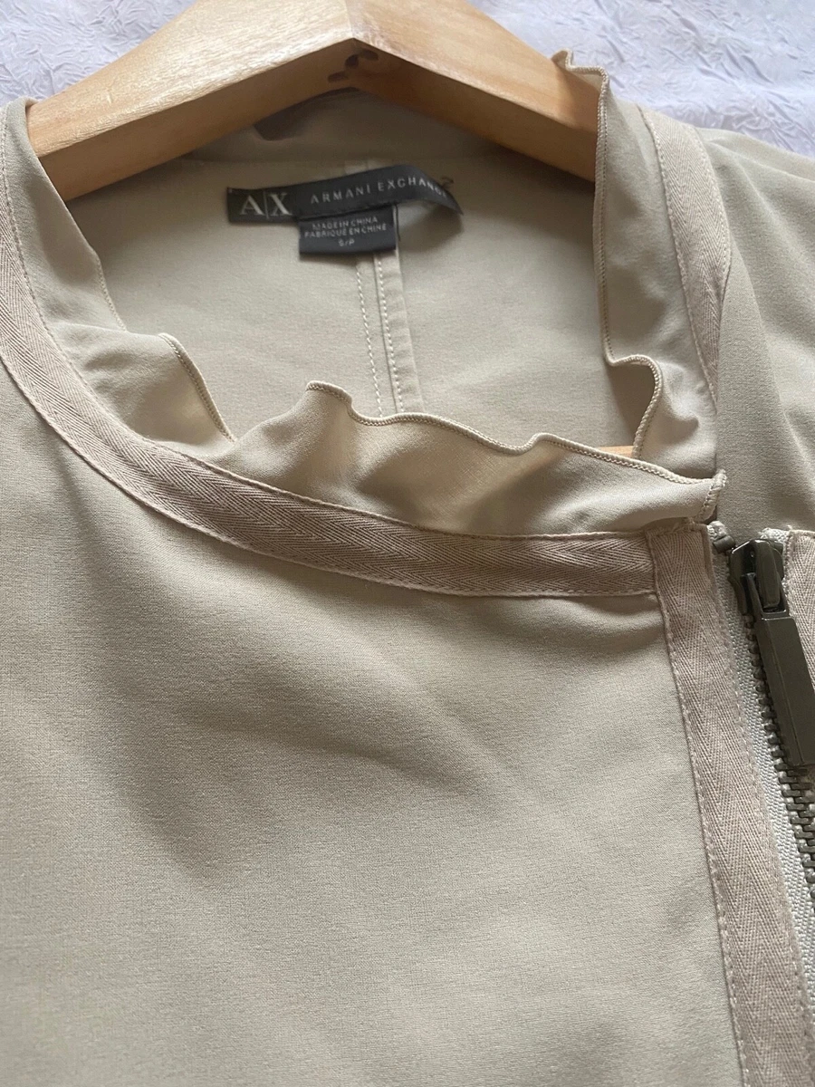 A|X Armani Exchange Jacket Women S Petite Beige Asymmetric Zip