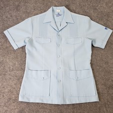 Vintage Iolani Hawaiian Executive Shirt Mens Medium Blue Polyester Made USA 1
