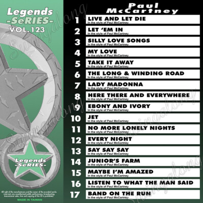 LEGENDS SERIES-123 PAUL McCARTNEY NEW KARAOKE CD+G Live And Let Die,Say Say Say
