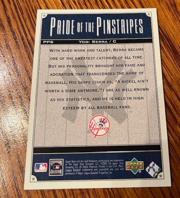 2000 Upper Deck Yankee Legends #PP6 YOGI BERRA Pride Of Pinstripes