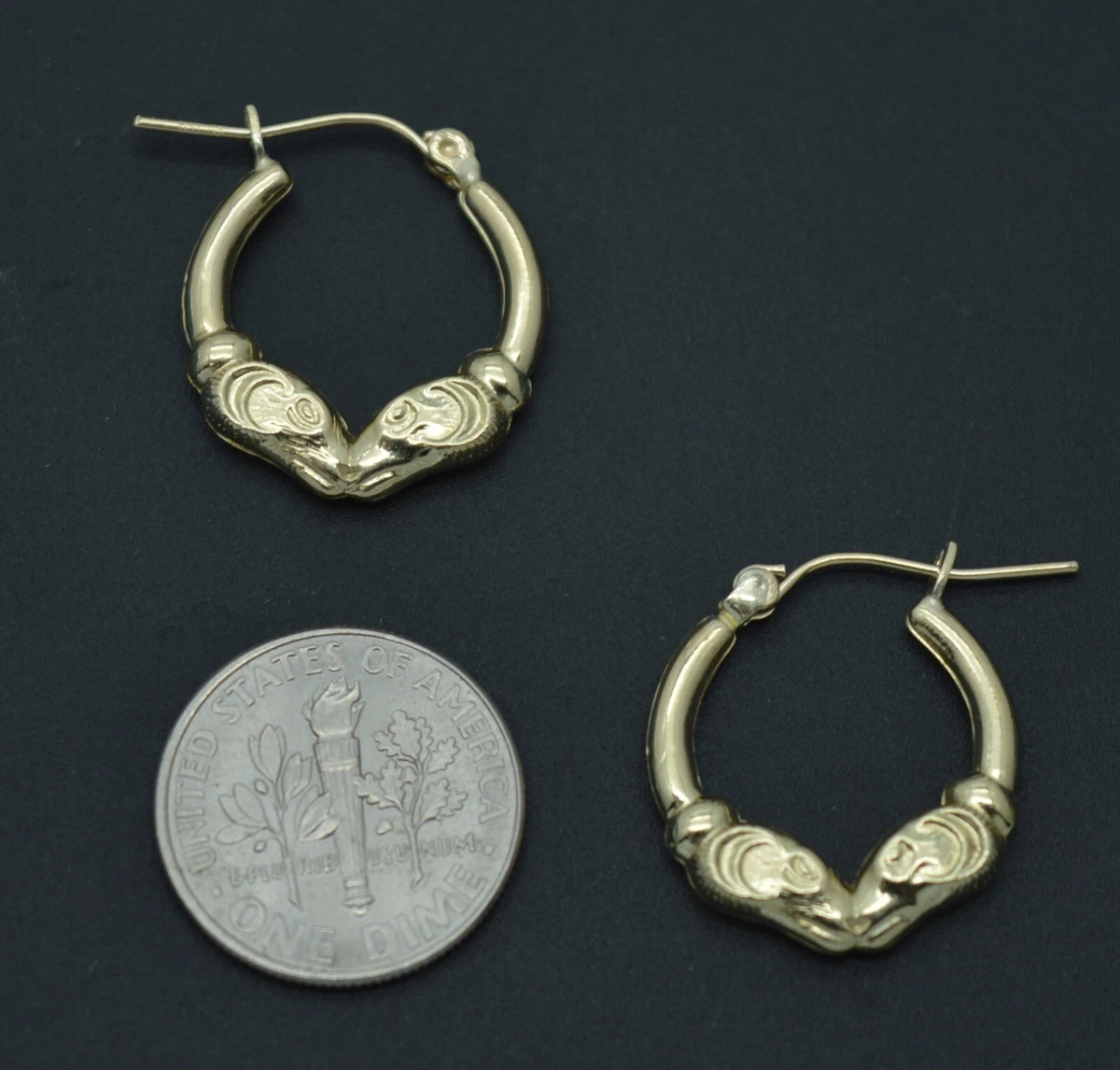 Gold ram head hoop earrings deals