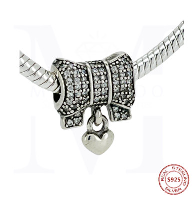 Charm Beads Anhänger Glück Liebe Herz Schleife Charms   925 Silber
