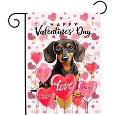 Dachshund Valentine Garden Flag Valentines Day Flags for Outside 12x18 Double...