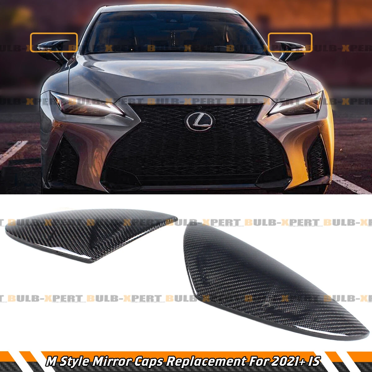 For 2021-26 Lexus IS300 IS350 IS500 M Type Carbon Fiber Mirror Replacement Caps