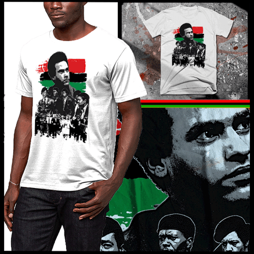 schwarzes History Powered T-Shirt, Huey P Newton, Malcolm X, Angela Davis, M Garvey - Bild 2 von 2