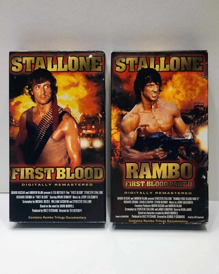 Stallone First Blood And Rambo First Blood Part 2 - Lot Of 2 Vhs