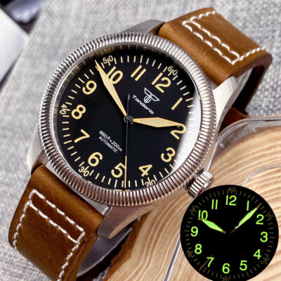 20ATM Fluted Bezel 39mm Japan NH35A PT5000 Auto Vintage Men Watch Sapphire Glass