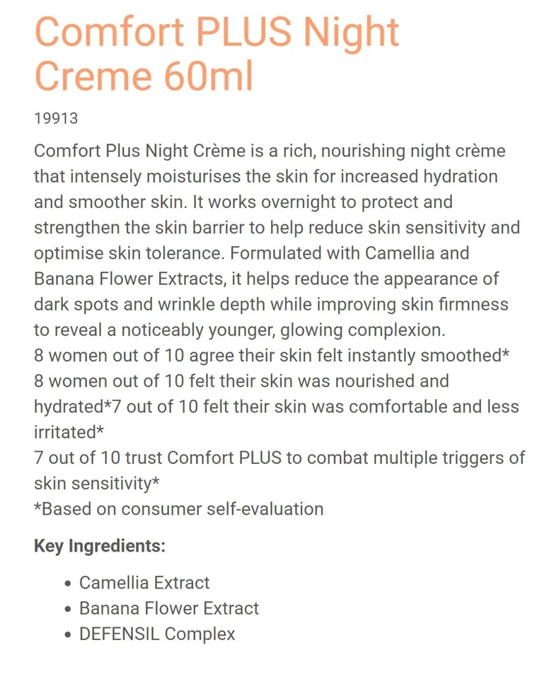 Nutrimetics Comfort PLUS Night Creme 60ml *Sensitive Skin* brand new in box Foto 3 de 3