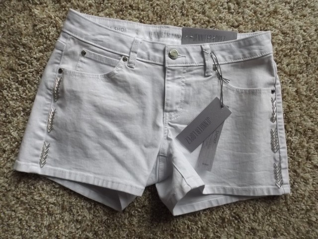 Denim Paradise Palms Beaded Shorts Sz 