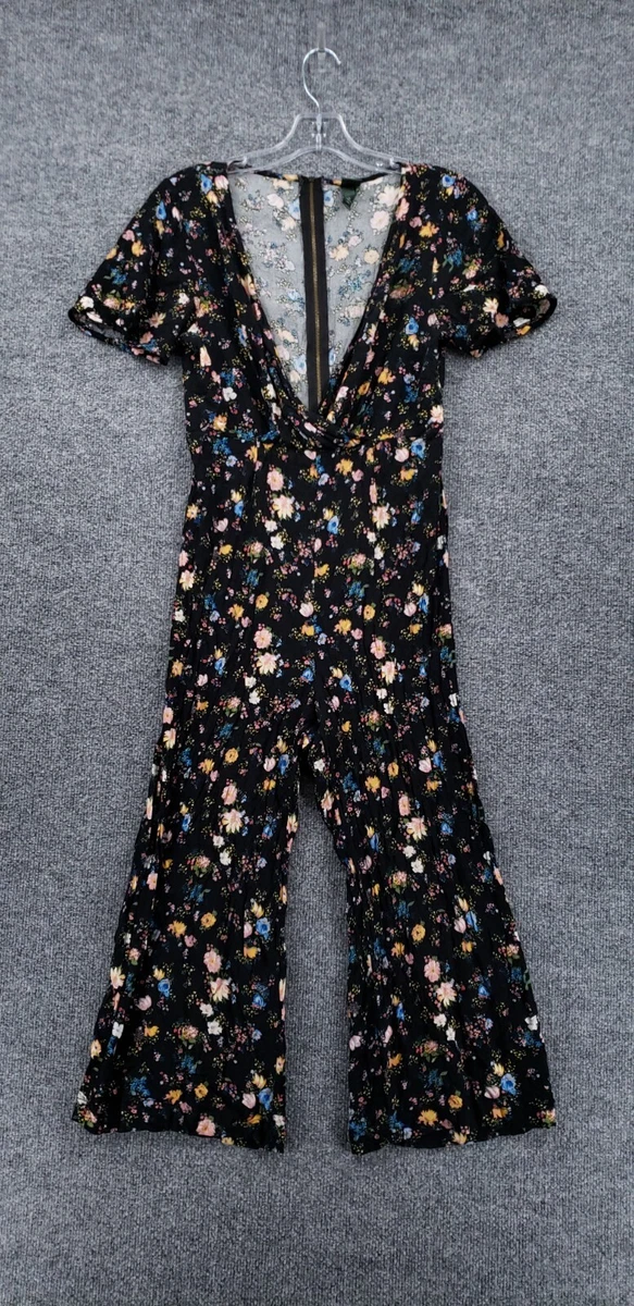 Wild Fable Womens XS Romper Jumpsuit Black Floral Short Sleeve