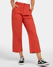 New NWT Women's RVCA Grade High Waist Cropped Trouser Wide Leg Opening Size 25