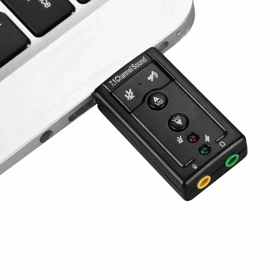 2XUSB 2.0 External 7.1 Channel 3D Virtual Audio Sound Card Mic Adapter Laptop PC - Image 4 of 4