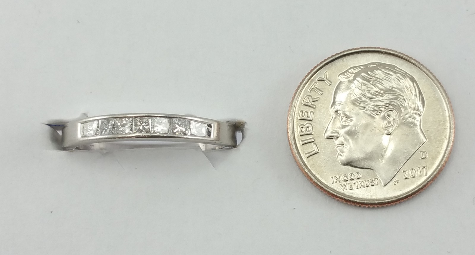 Unique Solid Platinum Princess Cut Invisible Sett… - image 11