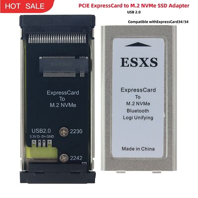 PCIE ExpressCard to M.2 NVMe SSD Adapter Card Laptop Expansion Card USB2.0 #A6-3