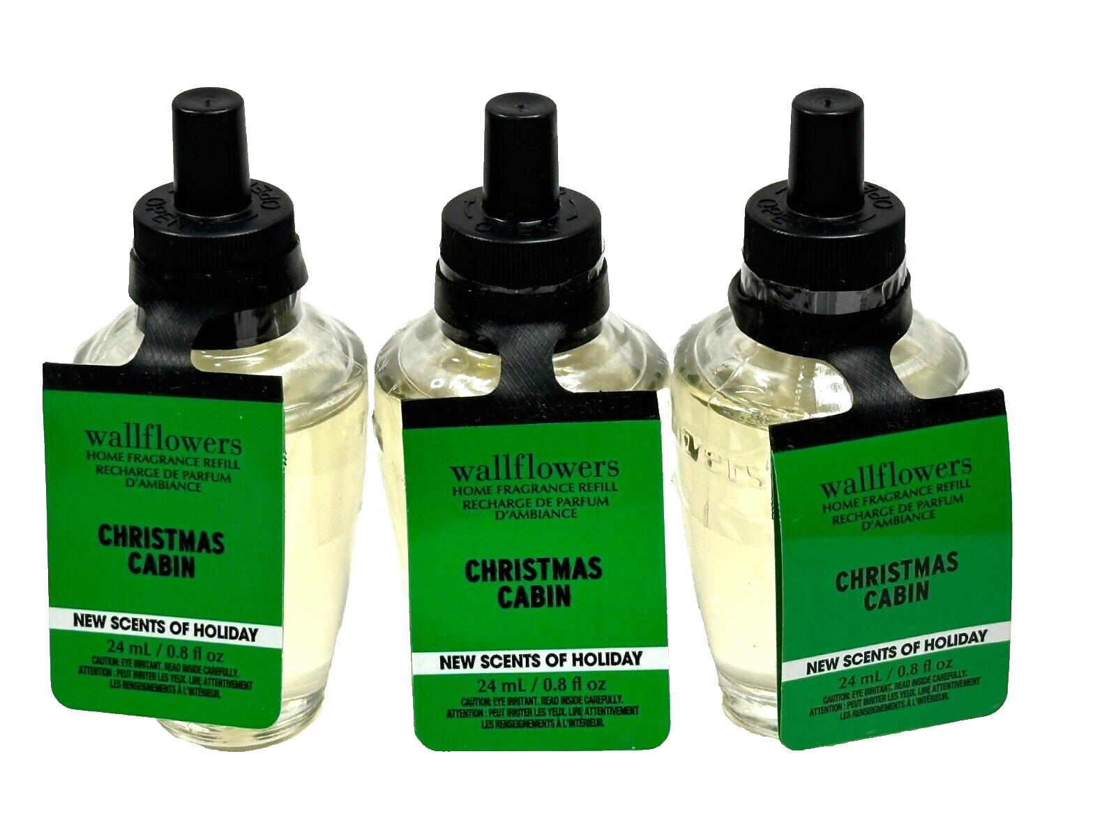 3 BATH & BODY WORKS CHRISTMAS CABIN WALLFLOWERS FRAGRANCE REFILL BULB 0.8 FL OZ-image