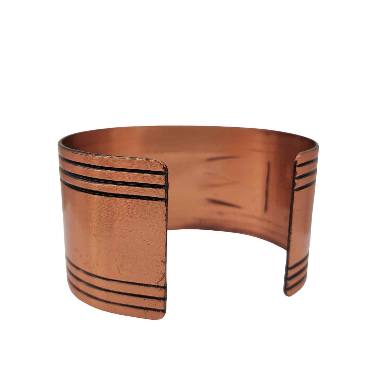 Wide Solid Copper Cuff Aztec Boho Tribal Bracelet… - image 7