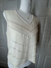 Valerie Stevens Separates Top Women S 100% Silk  Beaded Side Zip Sleeveless