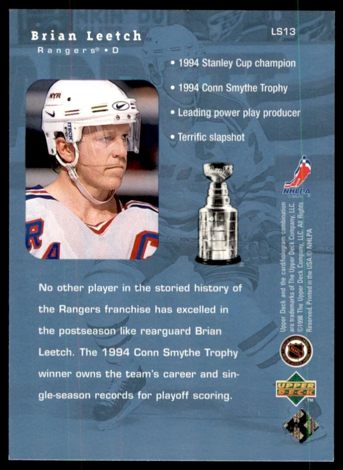1998-99 Upper Deck Lord Stanley's Heroes #LS13 Brian Leetch - Image 2 of 2