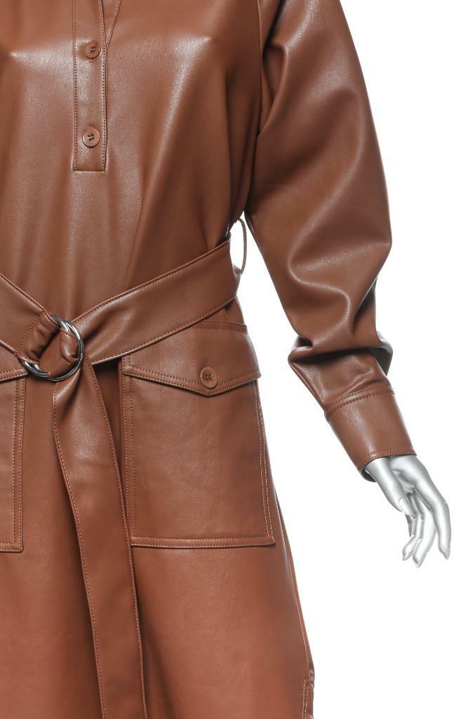 tibi leather dress Tibi Faux Brown Leather Midi Dress 8