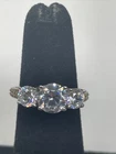 Vintage Sterling Silver 925 Signed Clear Bright Gemstones Elegant Ring Size 5